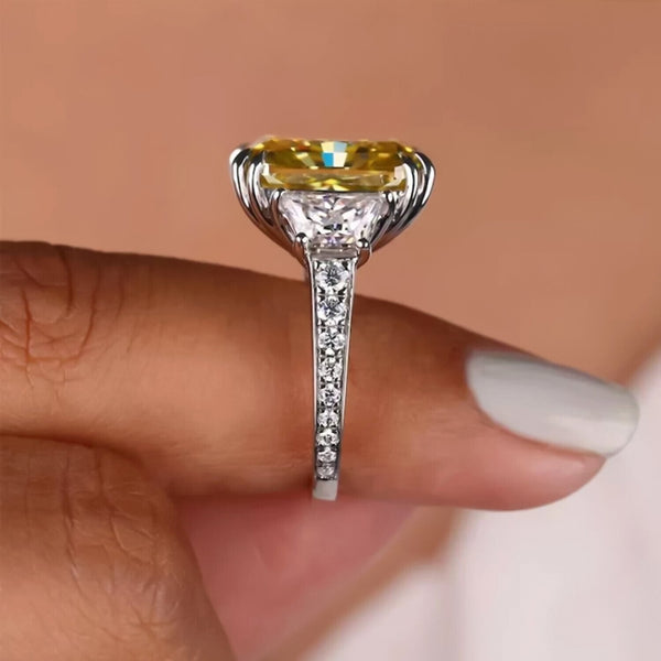 8.00 Ct Champagne Treated Moissanite Solitaire Ring in – Certified 18K Gold Plated 18K Gold Plated