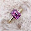 RARE 3.45 Ct Emerald Cut Pink Moissanite Solitaire Ring in Certified 18K Gold Plate 18K Gold Plated