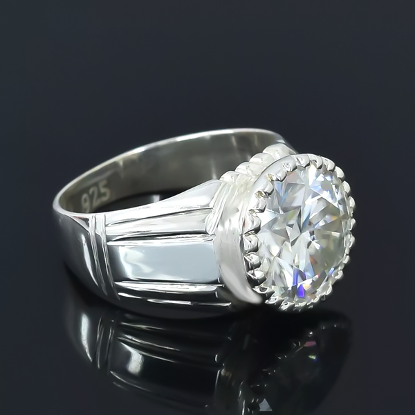 RARE 18.20 Ct Off White Treated Moissanite Solitaire Ring in – Gift 18K Gold Plated