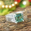 2.20 Ct Emerald Cut Blue Treated Moissanite Ring in – Certified Gem 18K Gold Plated