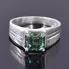 2.20 Ct Emerald Cut Blue Treated Moissanite Ring in – Certified Gem 18K Gold Plated