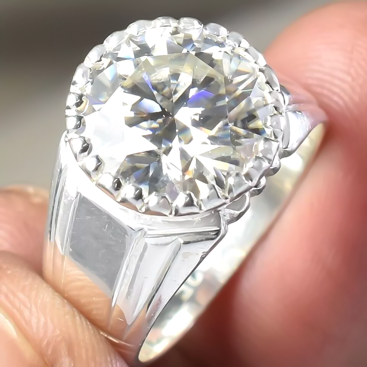 RARE 18.20 Ct Off White Treated Moissanite Solitaire Ring in – Gift 18K Gold Plated