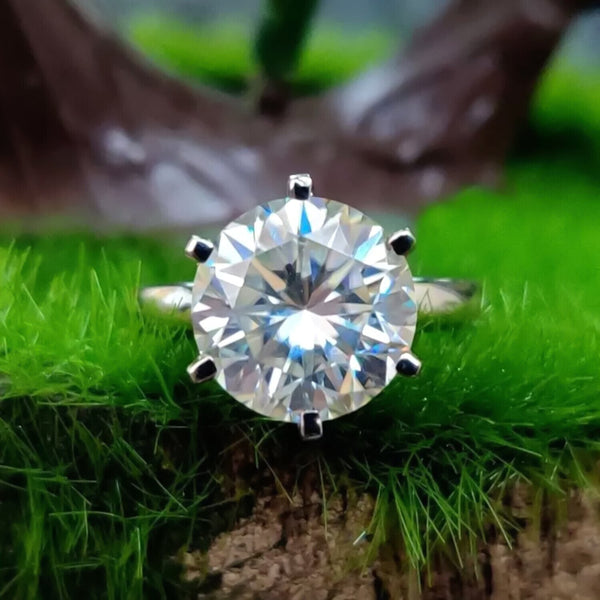 3.70 Ct Round Cut Off White Treated Moissanite Ring in – Certified 18K Gold Plated 18K Gold Plated
