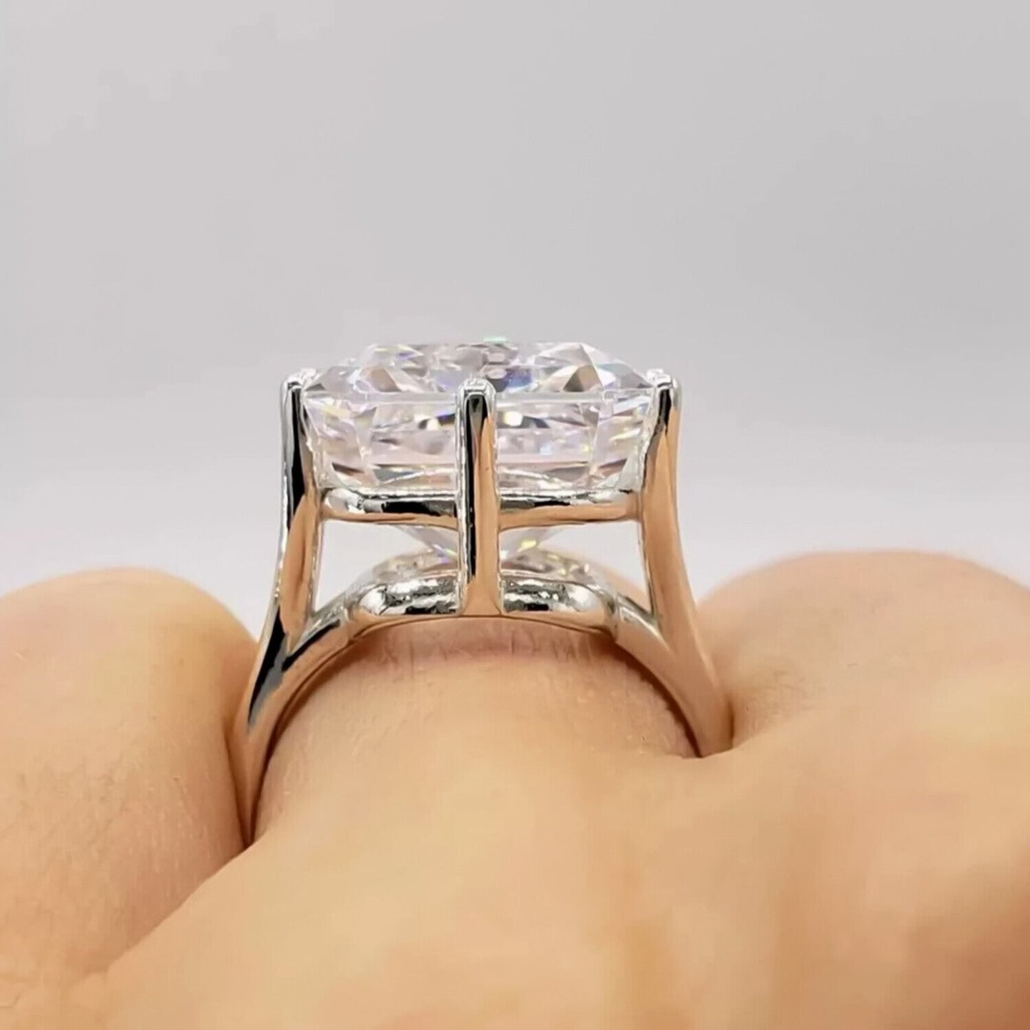 4.50 Ct Radiant Cut White Treated Moissanite Solitaire Ring in WOW 18K Gold Plated 18K Gold Plated