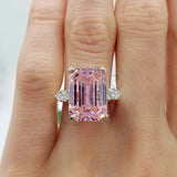RARE 5.60 Ct Emerald Cut Pink Treated Moissanite Solitaire Ring in 18K Gold Plated