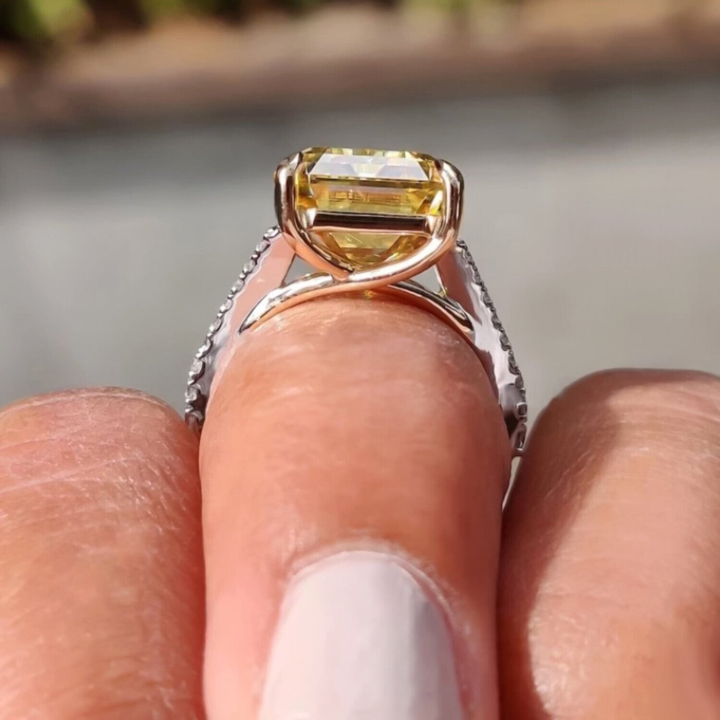 RARE 13.80 Ct Champagne Treated Moissanite Solitaire Ring in Gift 18K Gold Plated V 18K Gold Plated