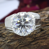 RARE 18.20 Ct Off White Treated Moissanite Solitaire Ring in – Gift 18K Gold Plated