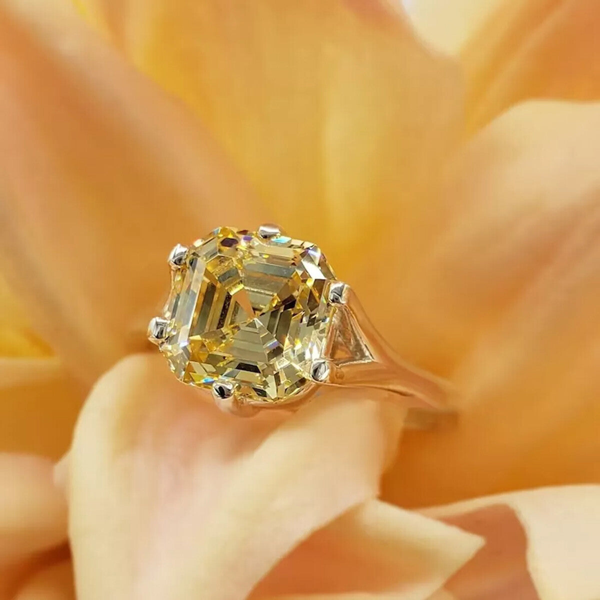 4.00 Ct Champagne Treated Moissanite Ring in – Certified Beauty 18K Gold Plated Ver 18K Gold Plated