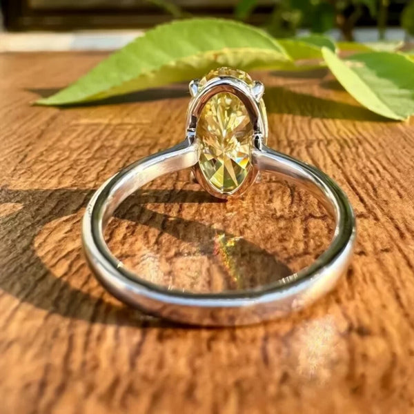 RARE 9.25 Ct Champagne Treated Moissanite Solitaire Ring in Cert 18K Gold Plated Ve 18K Gold Plated