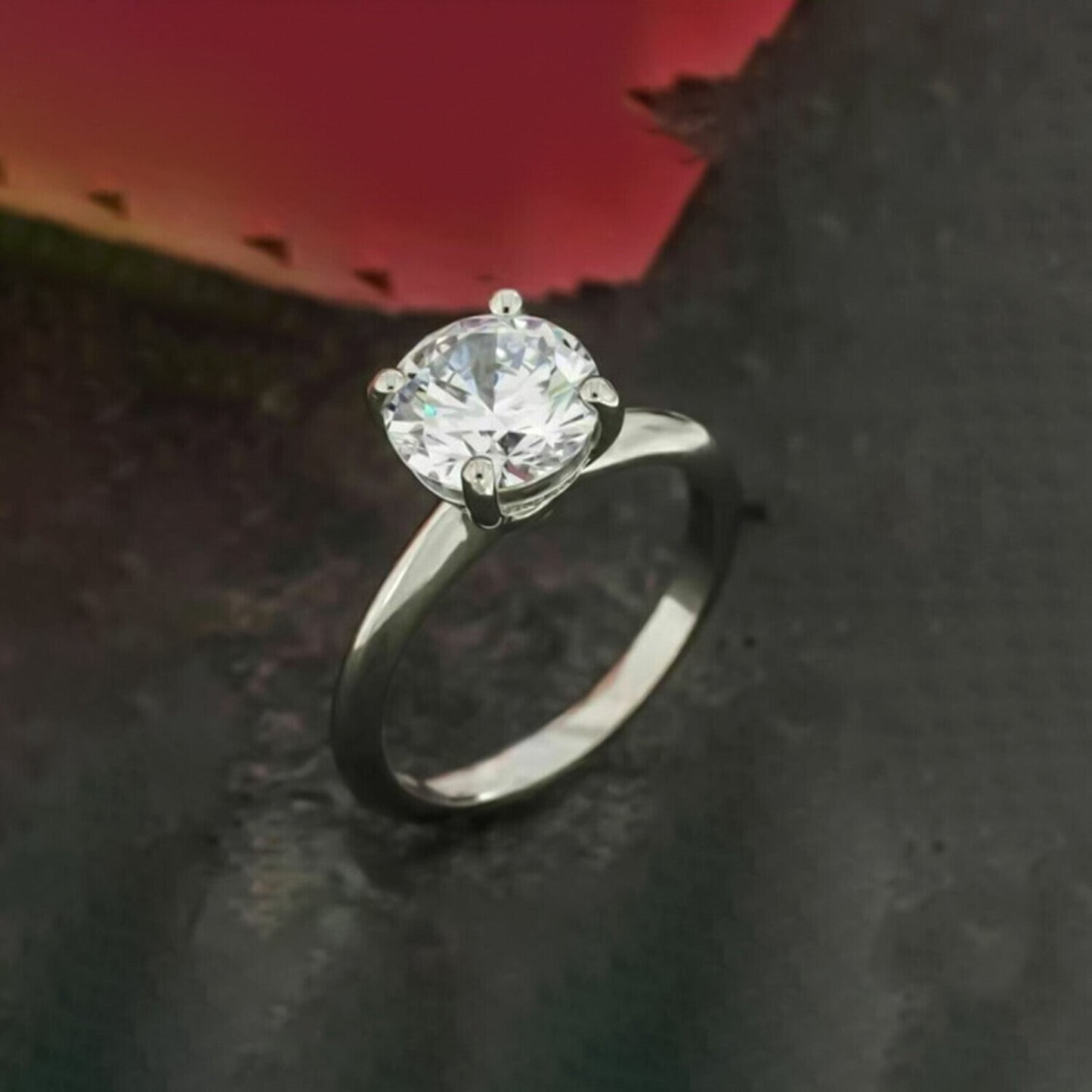 2.65 Ct Off White Treated Moissanite Solitaire Ring in – Amazing Gem 18K Gold Plate 18K Gold Plated