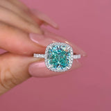 5.90 Ct Cushion Cut Blue Treated Moissanite Solitaire Ring in WOW 18K Gold Plated Vermeil