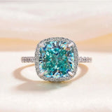 5.90 Ct Cushion Cut Blue Treated Moissanite Solitaire Ring in WOW 18K Gold Plated Vermeil
