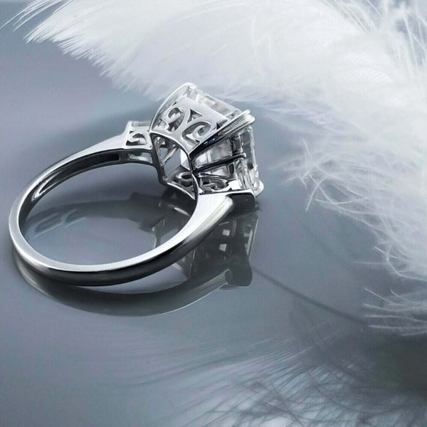 5.50 Ct Off White Moissanite Solitaire Statement Ring in Certified 18K Gold Plated 18K Gold Plated