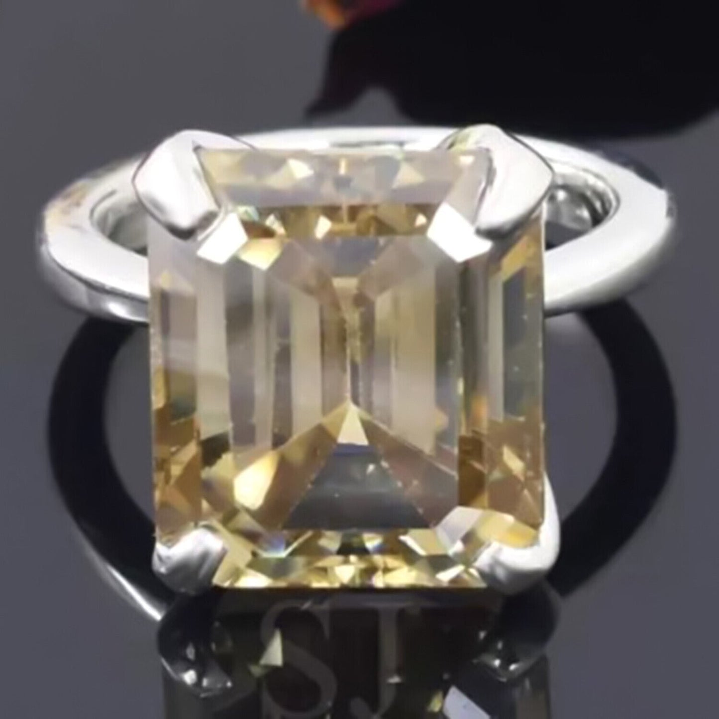8.50 Ct Emerald Champagne Treated Moissanite Ring in – Certified 18K Gold Plated Ve 18K Gold Plated
