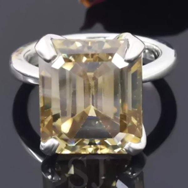 8.50 Ct Emerald Champagne Treated Moissanite Ring in – Certified 18K Gold Plated Ve 18K Gold Plated