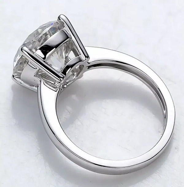 4.55 Ct Round Cut Off White Moissanite Solitaire Ring in – Certified 18K Gold Plate 18K Gold Plated