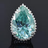 HUGE 48 Ct Pear Cut Blue Treated Moissanite Ring in – Statement Gift 18K Gold Plate 18K Gold Plated