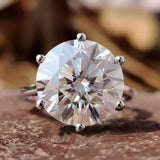 RARE 5.50 Ct Off White Treated Round Moissanite Ring in Certified 18K Gold Plated Vermeil