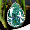 HUGE 48 Ct Pear Cut Blue Treated Moissanite Ring in – Statement Gift 18K Gold Plate 18K Gold Plated