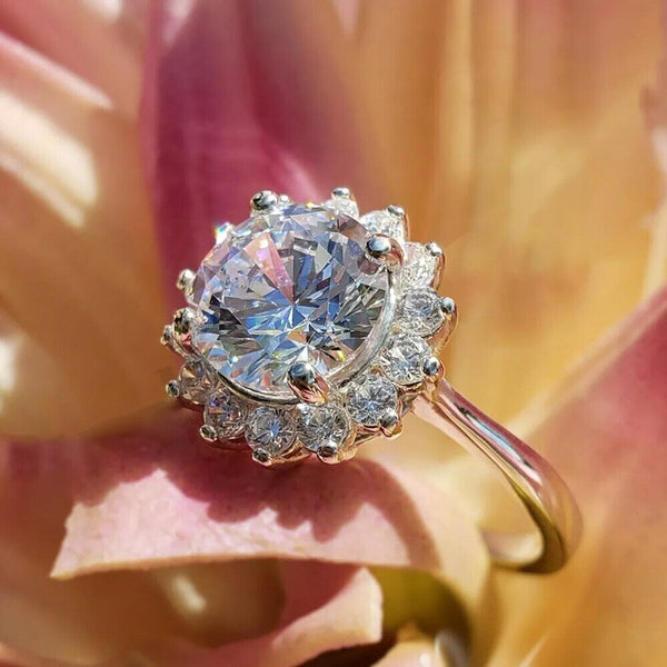 2.55 Ct Off White Round Cut Certified Moissanite Solitaire Ring in 18K Gold Plated 18K Gold Plated