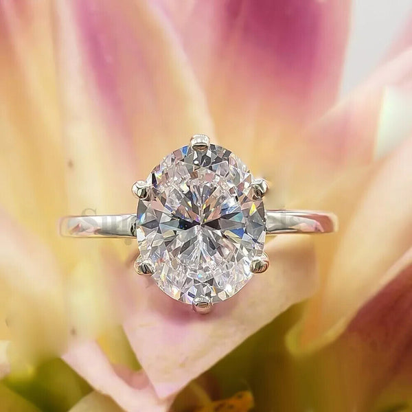 4.85 Ct Oval Cut Off White Moissanite Ring in – Certified Sparkler 18K Gold Plated 18K Gold Plated