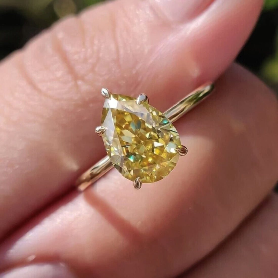 9.30 Ct Champagne Treated Moissanite Solitaire Ring in – RARE Find 18K Gold Plated