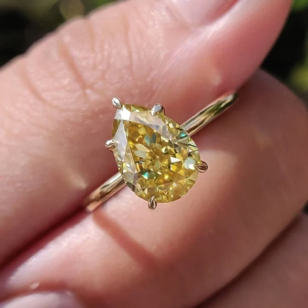 9.30 Ct Champagne Treated Moissanite Solitaire Ring in – RARE Find 18K Gold Plated 18K Gold Plated