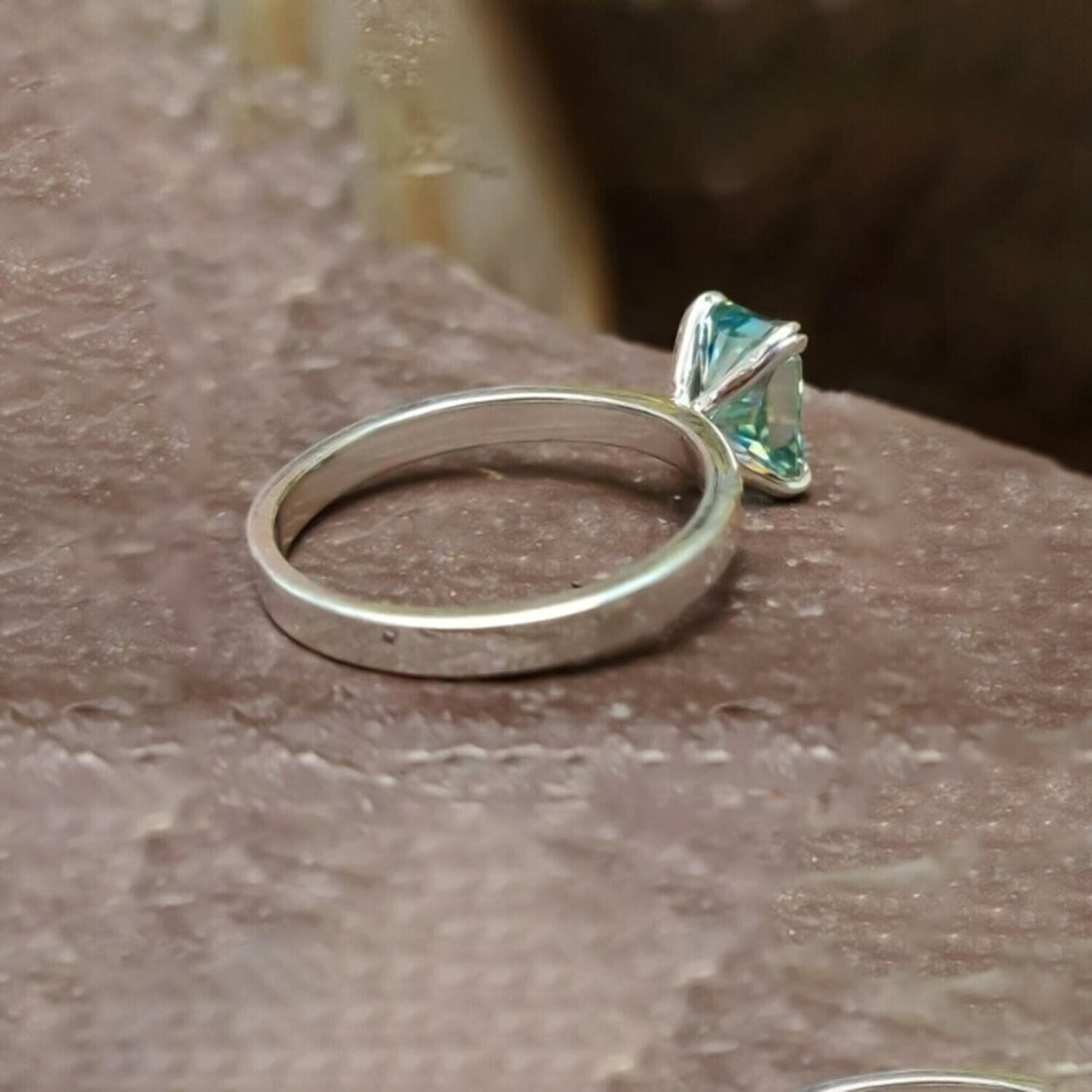 3.70 Ct Radiant Cut Blue Treated Moissanite Solitaire Ring in WOW 18K Gold Plated Vermeil