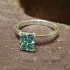 3.70 Ct Radiant Cut Blue Treated Moissanite Solitaire Ring in WOW 18K Gold Plated V 18K Gold Plated