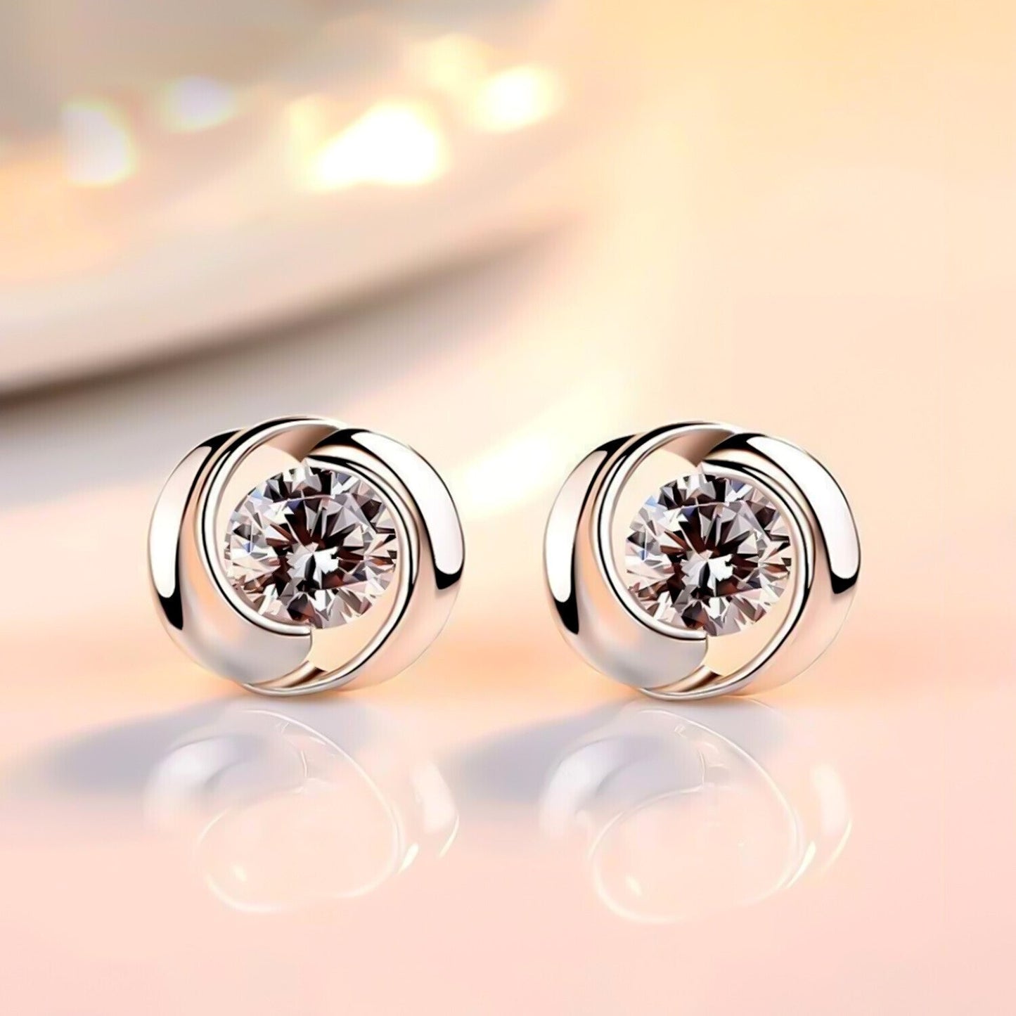 6.40 ct DEW Round White Moissanite Stud Earrings Gold Vermeil – Party Wear Gift