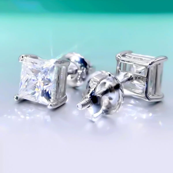 4.00 Ct Princess White Moissanite Studs Gold Vermeil – 4th July Festival Pick