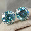 6.50 Ct Blue Moissanite Stud Earrings in Gold Vermeil – Festive Shine Jewellery