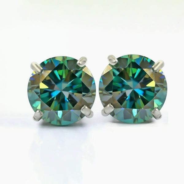 7 Ct Blue Moissanite Stud Earrings In Vermeil 925 Silver – Birthday for Women - GEMHUB