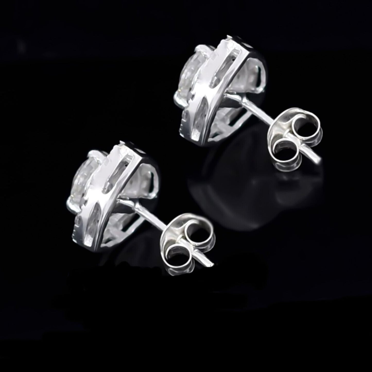 2.80 Ct Certified Treated White Moissanite Solitaire Studs Great Shine 18K Gold Pla 18K Gold Plated
