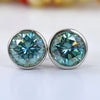 5 Ct Blue Treated Moissanite Stud Earrings Gold Vermeil Certified Unique Shine - GEMHUB