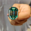 35.20 Ct Emerald Cut Blue Moissanite Ring in Solitaire Certified 18K Gold Plated Ve 18K Gold Plated