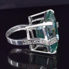 18.60 Ct Emerald Cut Blue Moissanite Ring in Certified Statement 18K Gold Plated Ve 18K Gold Plated