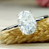 3.20 Ct Oval Cut Off White Moissanite Ring Certified Fine Jewellery 18K Gold Plated V 18K Gold Plated