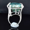 18.60 Ct Emerald Cut Blue Moissanite Ring in Certified Statement 18K Gold Plated Ve 18K Gold Plated