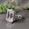 8.30 Ct Emerald Cut Off White Moissanite Ring Certified Sparkle 18K Gold Plated Ver 18K Gold Plated