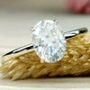3.20 Ct Oval Cut Off White Moissanite Ring Certified Fine Jewellery 18K Gold Plated V 18K Gold Plated