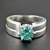 1.50 Ct Blue Moissanite Solitaire Ring in Certified Gem 18K Gold Plated