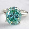 4.80 Ct Oval Cut Blue Moissanite Ring in Certified Engagement 18K Gold Plated Verme 18K Gold Plated