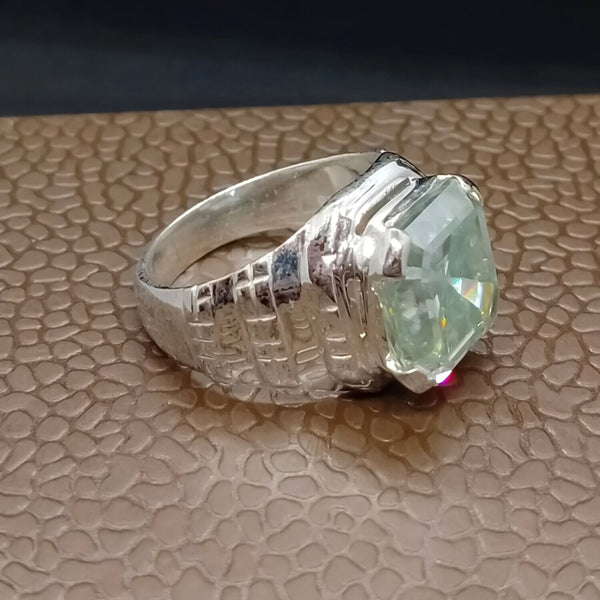 9.00 Ct Emerald Cut Blue Moissanite Ring in Certified Statement 18K Gold Plated Ver 18K Gold Plated