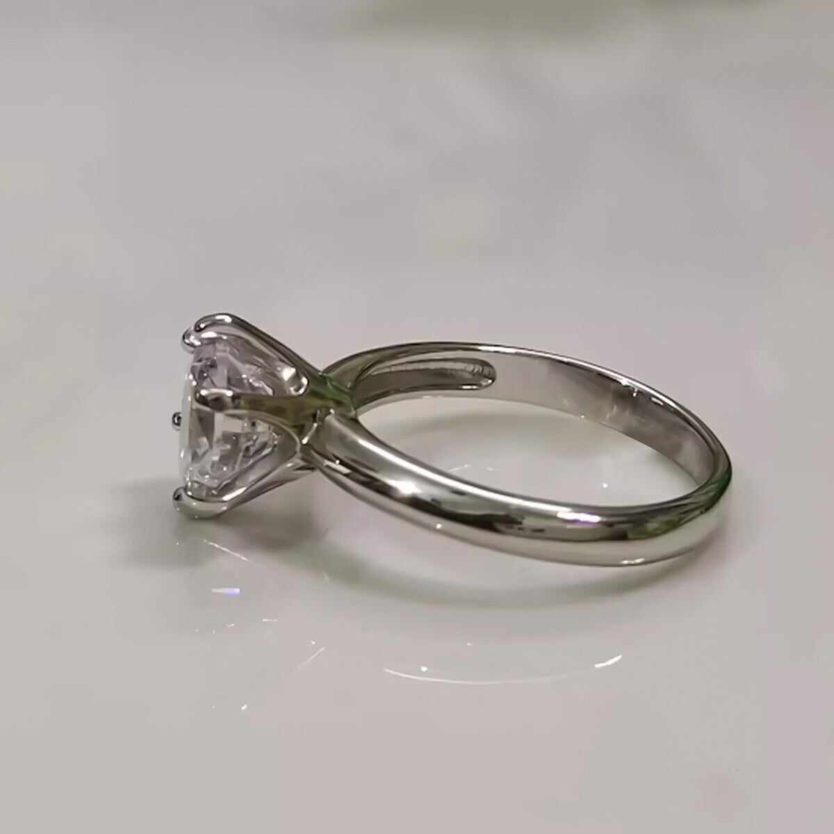 2.55 Ct Off White Round Moissanite Ring in Certified Engagement 18K Gold Plated Ver 18K Gold Plated