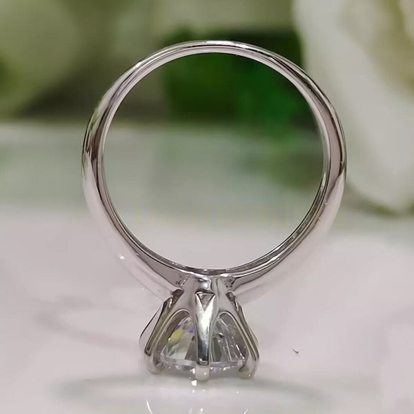 2.55 Ct Off White Round Moissanite Ring in Certified Engagement 18K Gold Plated Ver 18K Gold Plated
