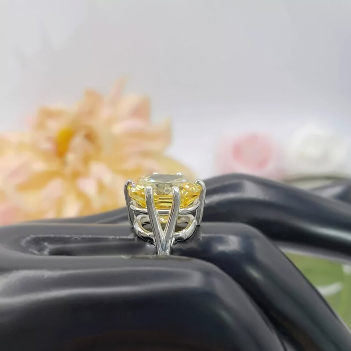 12.80 Ct Champagne Moissanite Ring in Certified Prong Setting 18K Gold Plated Verme 18K Gold Plated