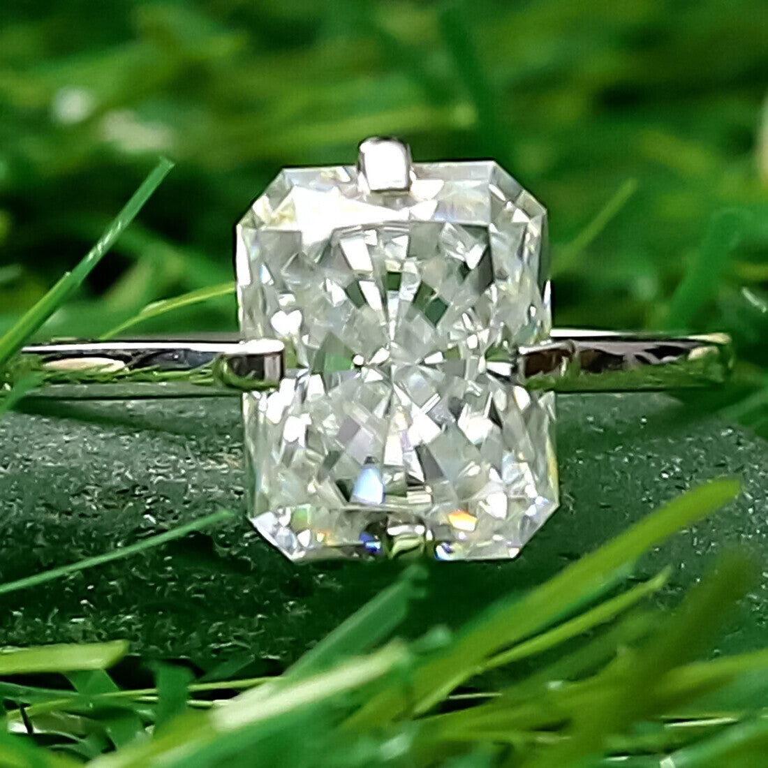 4.10 Ct Radiant Cut Off White Moissanite Ring in Certified Shine 18K Gold Plated Ve 18K Gold Plated