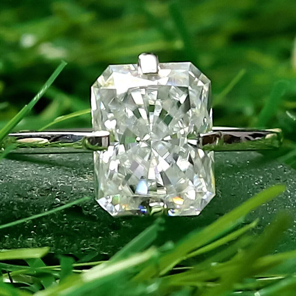4.10 Ct Radiant Cut Off White Moissanite Ring in Certified Shine 18K Gold Plated Ve 18K Gold Plated