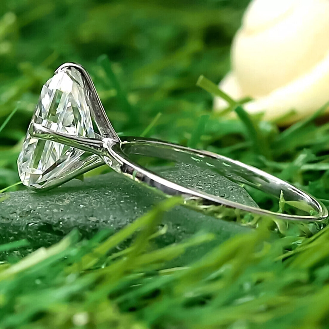 4.10 Ct Radiant Cut Off White Moissanite Ring in Certified Shine 18K Gold Plated Ve 18K Gold Plated